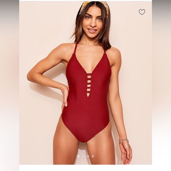 Adore Me Other - Red Adore Me Jade Unlined Dark Red One Piece Swim Suit with Low back Large NWT
